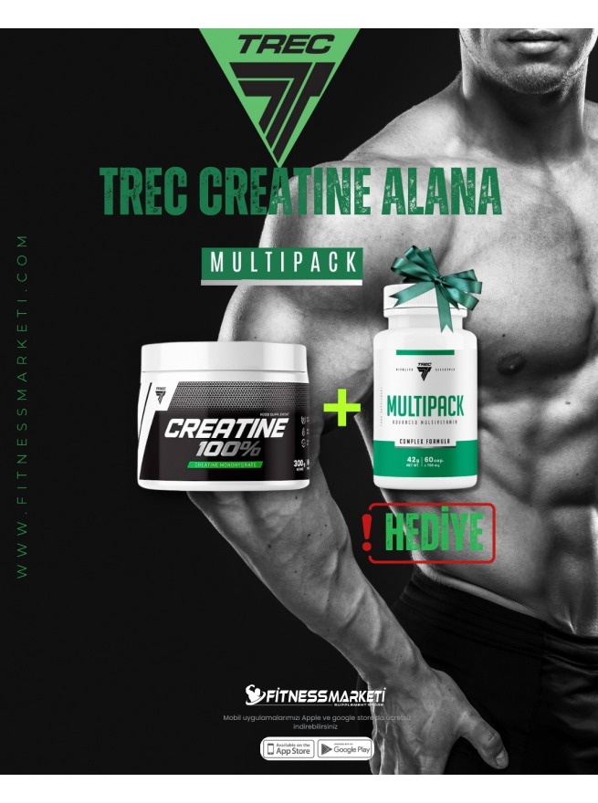 Trec Nutrition Creatine 300 Gr Aromasız + Trec Nutrition Multipack Multivitamin 60 kapsül 