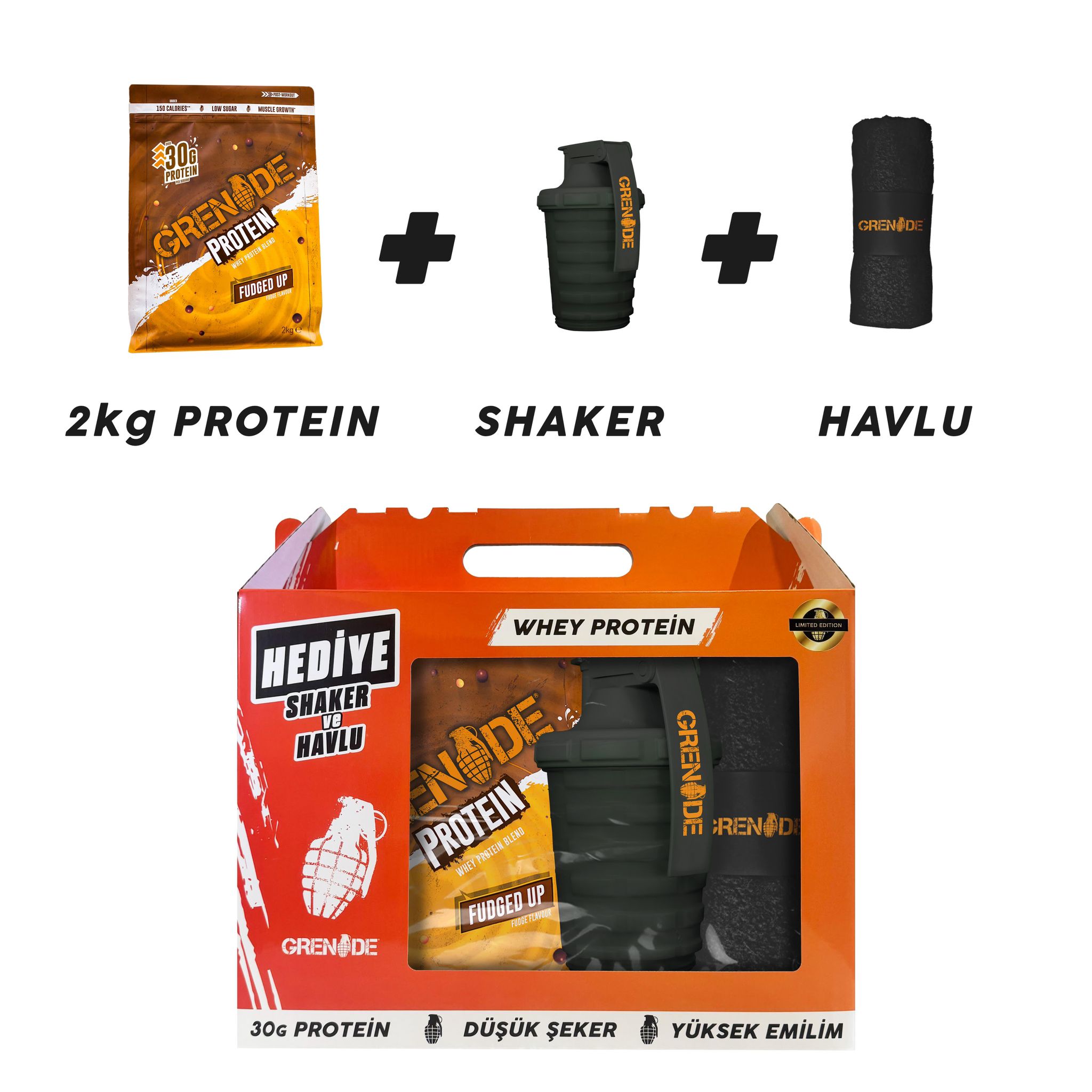 Grenade Whey Protein 2000 Gr Shaker + Havlu  Hediyeli